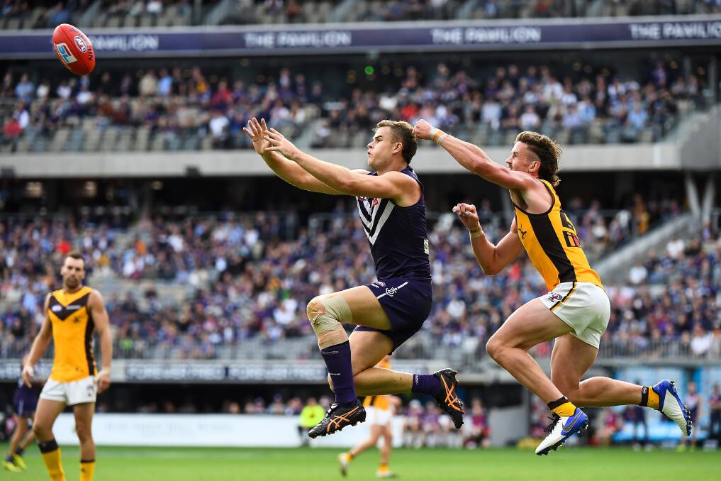 FORWARD TARGET: Fremantle ruckman Sean Darcy is providing a presence in the Dockers' attack in 2021. Picture: Getty Images