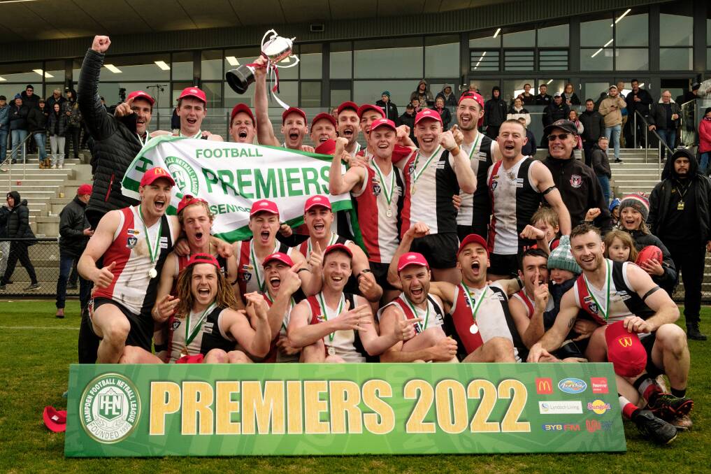 Koroit players enjoy their 2022 premiership victory. Picture by Chris Doheny 