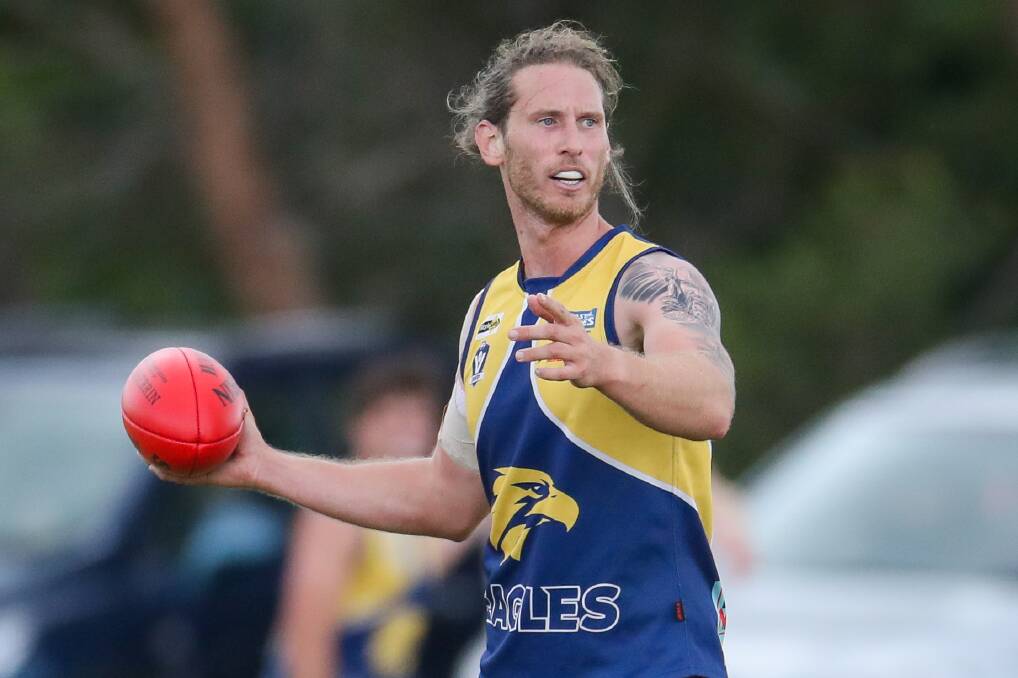 GOAL-KICKER: Ty Vickery pictured playing for North Warrnambool Eagles earlier this season. Picture: Morgan Hancock 