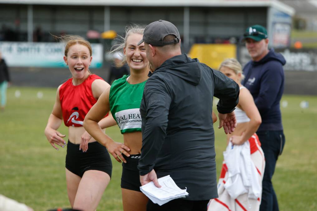HAPPY: Grace Kelly and Layla Watson after the women's gift final. Picture: Emma Stapleton 