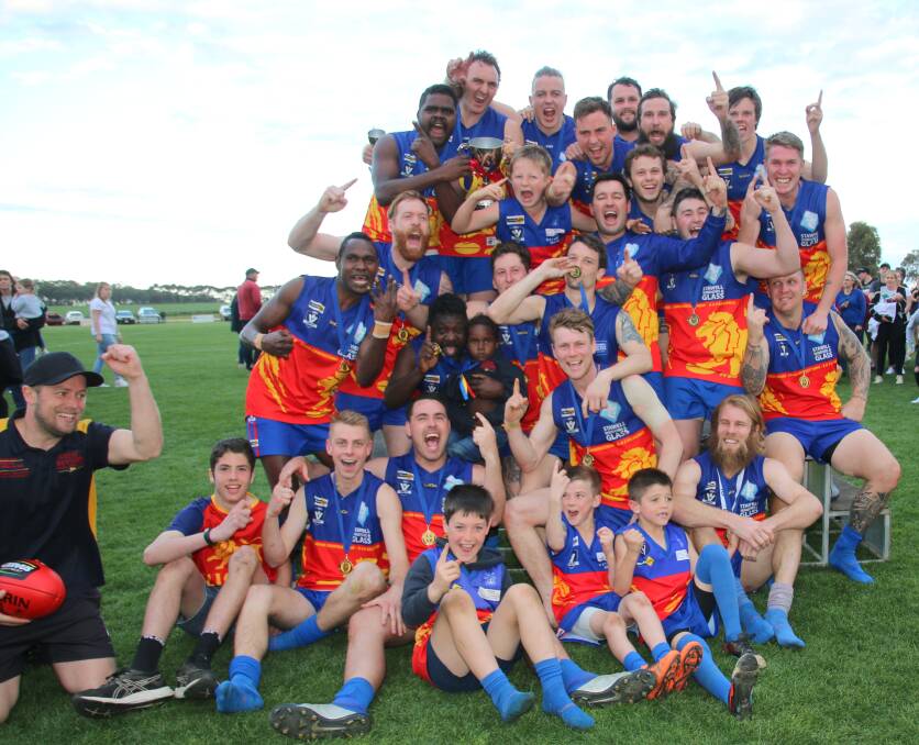 PREMIERS: Great Western celebrates after winning the 2019 Mininera league senior football grand final over Penshurst. Picture: Tracey Kruger