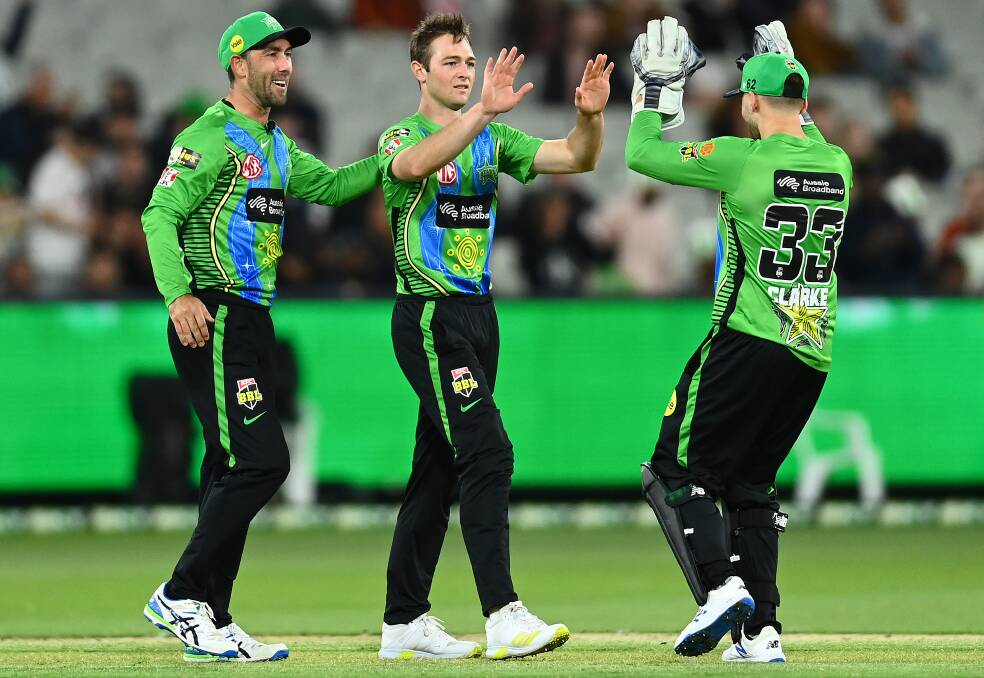 GREEN MACHINE: Brody Couch (middle) is establishing himself at the Melbourne Stars. Picture: Getty Images