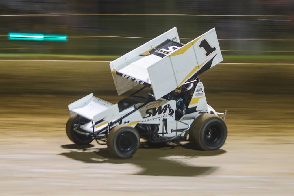 NEED FOR SPEED: Jamie Veal in action at Allansford's Premier Speedway during the 2021 Easter Sprintcar Trail. Picture: Morgan Hancock 