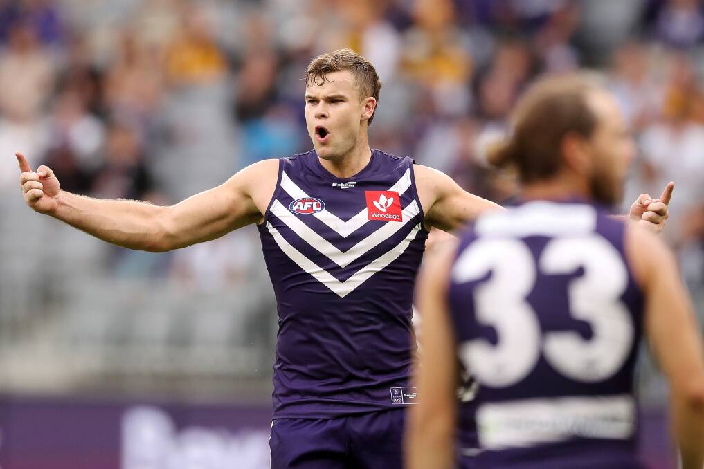 C'MON: Sean Darcy is in career-best form ahead of his 50th AFL game for Fremantle. Picture: Getty Images 