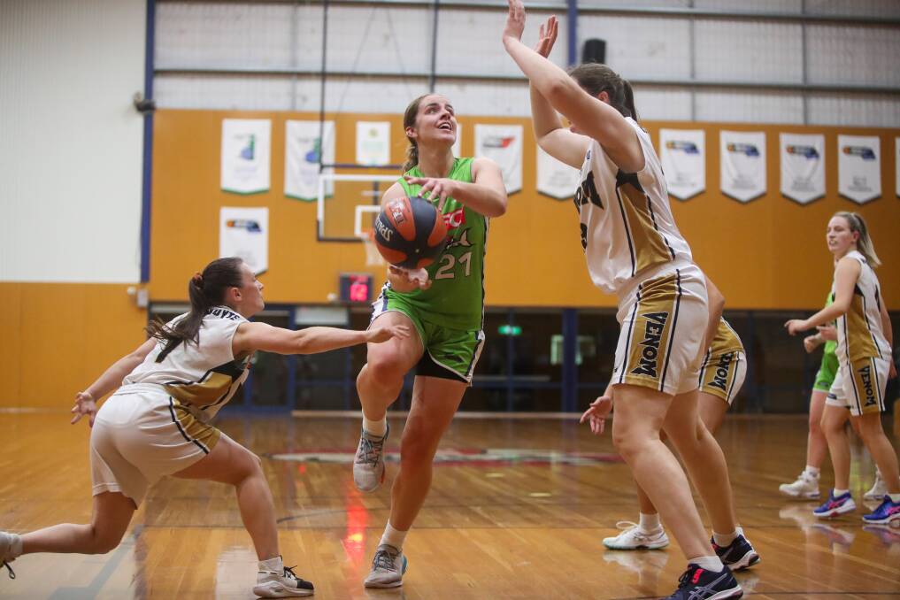 STARRING ROLE: Grace Rodgers, 18, recorded a double double for Warrnambool Mermaids on Saturday night, scoring 26 points and pulling in 22 rebounds. Picture: Morgan Hancock 