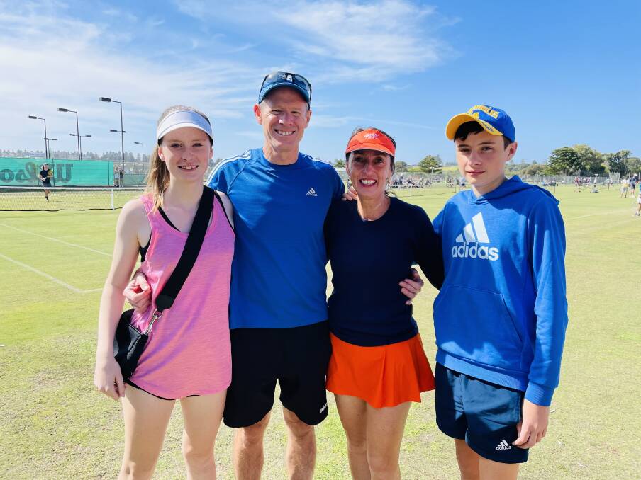 FAMILY FUN: The Rumbles - Hannah, Clive, Natasha and Declan - at Warrnambool Lawn Tennis Club. Picture: Justine McCullagh-Beasy 