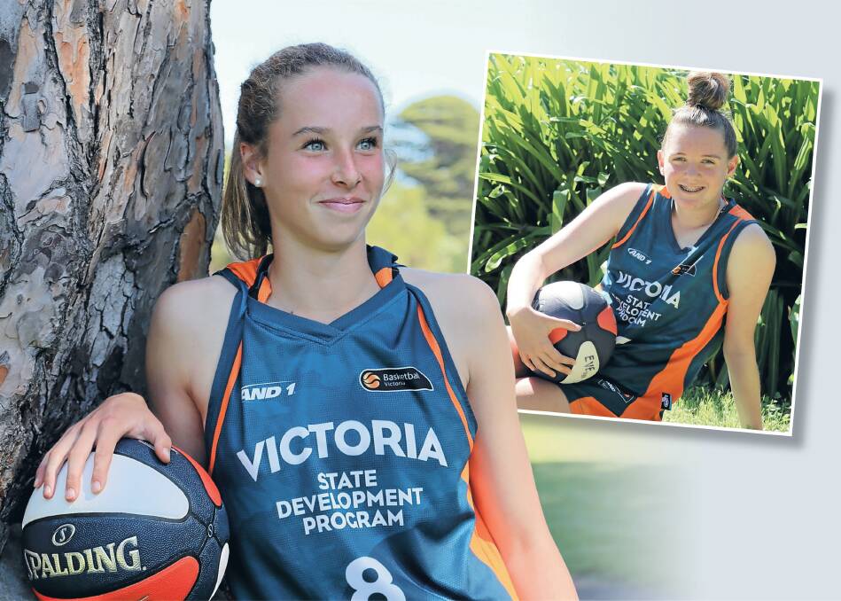 DREAM TEAM: Port Fairy teenagers Poppy Myers and Eve Covey, who play for Warrnambool, will represent Victoria at the Basketball Australia under 16 championships in Western Australia later this year. Pictures: Justine McCullagh-Beasy