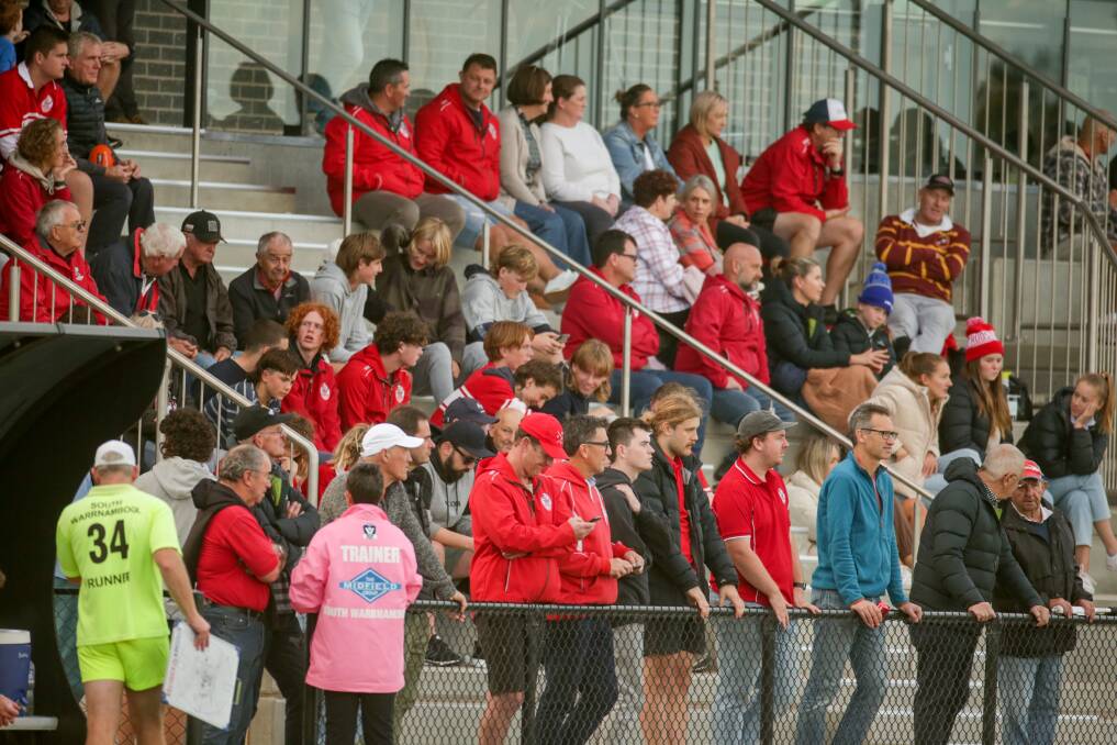 FOOTY FUN: Fans watch the Warrnambool versus South Warrnambool game at Reid Oval. Picture: Chris Doheny 