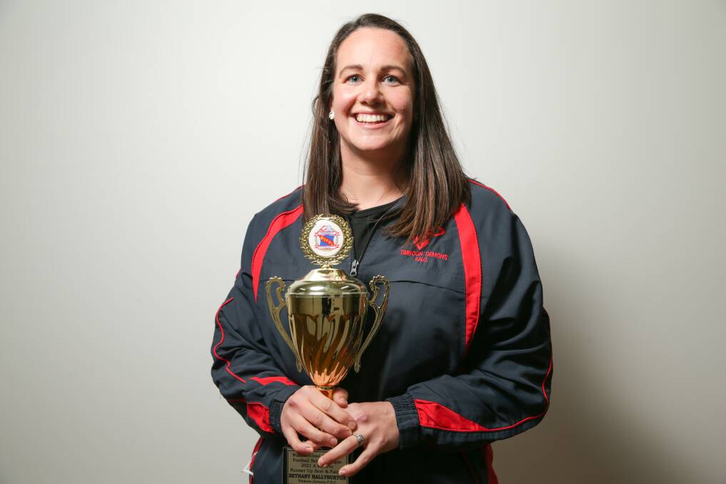 DEE-LIGHTED: Timboon Demons' Bethany Hallyburton was runner-up in the WDFNL A reserve best and fairest. Picture: Chris Doheny