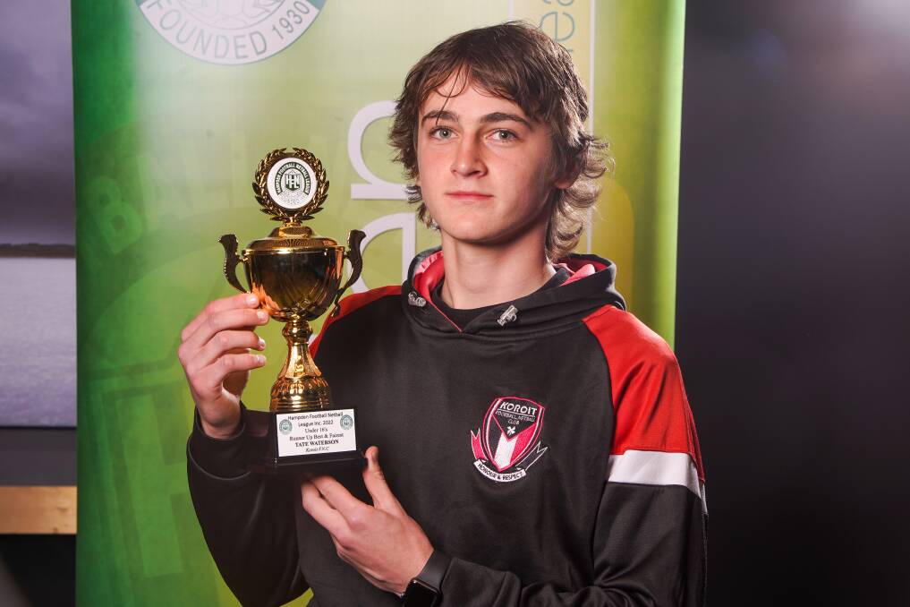 Koroit's Tate Waterson was runner-up in the Hampden under 16 football best and fairest. Picture by Rob Gunstone 