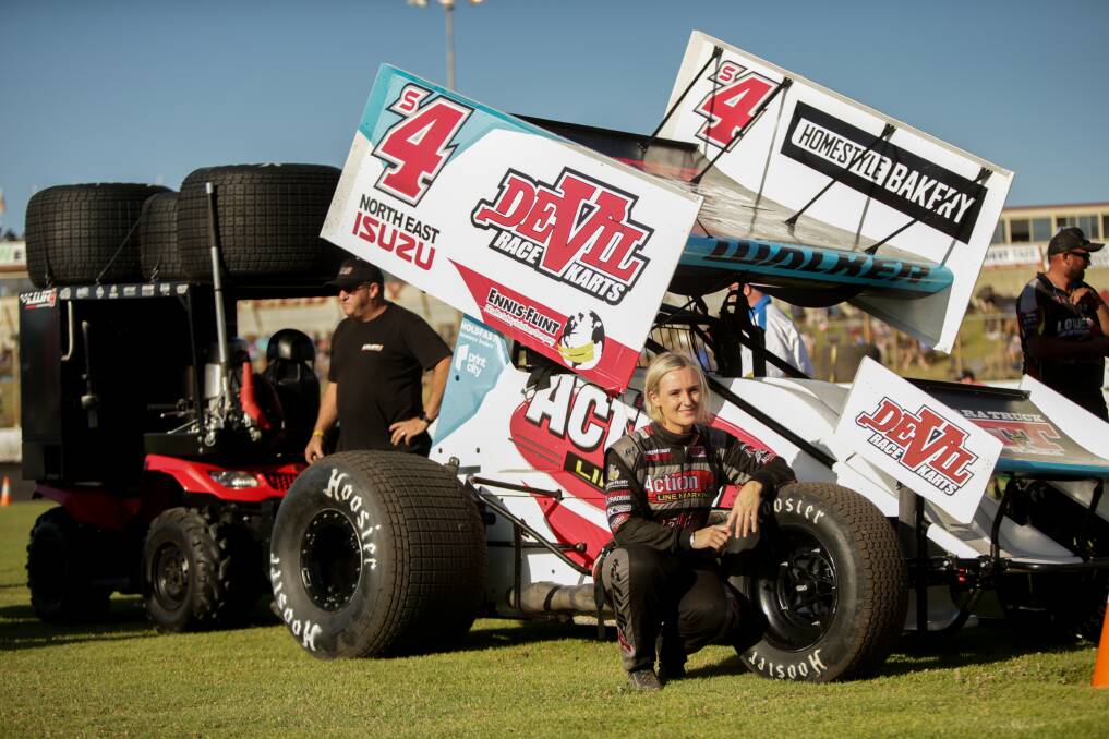 RACE DAY: Lisa Walker with her sprintcar on night one of the 2022 classic. Picture: Chris Doheny 