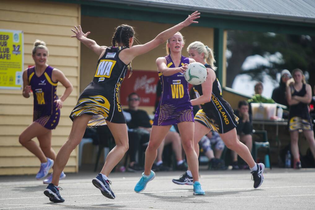 POISE UNDER PRESSURE: Tessa Allen, pictured against Portland on Saturday, is one of Port Fairy's emerging players. Picture: Morgan Hancock 