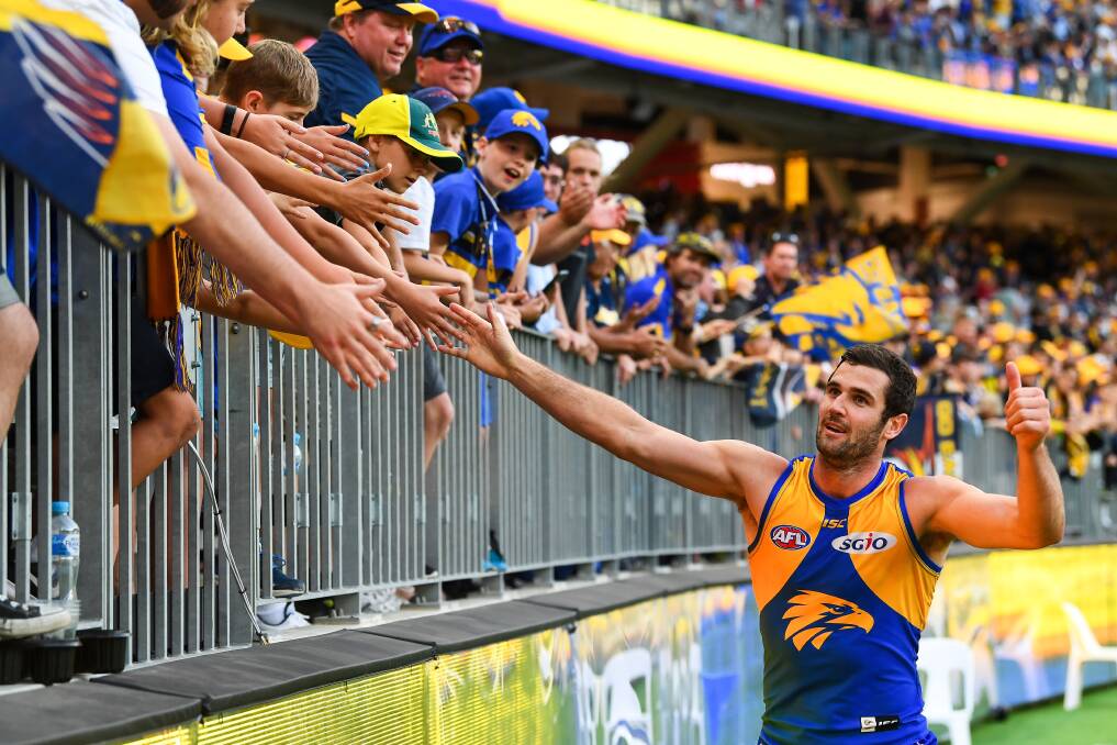 CHEER: West Coast's Jack Darling could be celebrating with fans at Optus Stadium soon. Picture: Getty Images