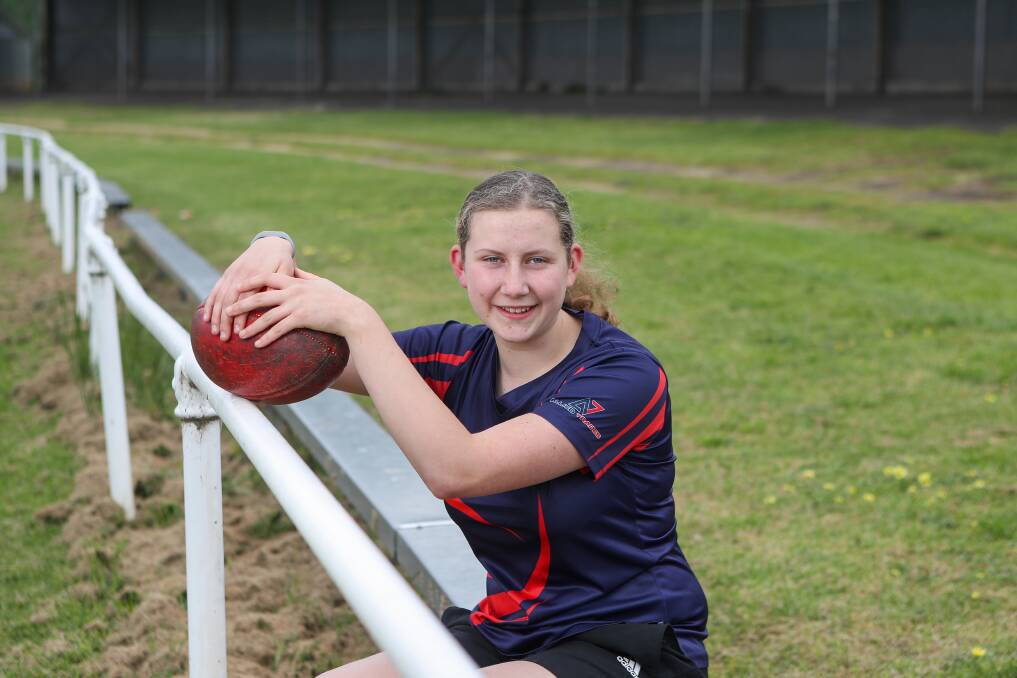 KICKING ON: Teenager Lily Schuuring is one of the players embracing Terang Mortlake's foray into women's football. Picture: Morgan Hancock
