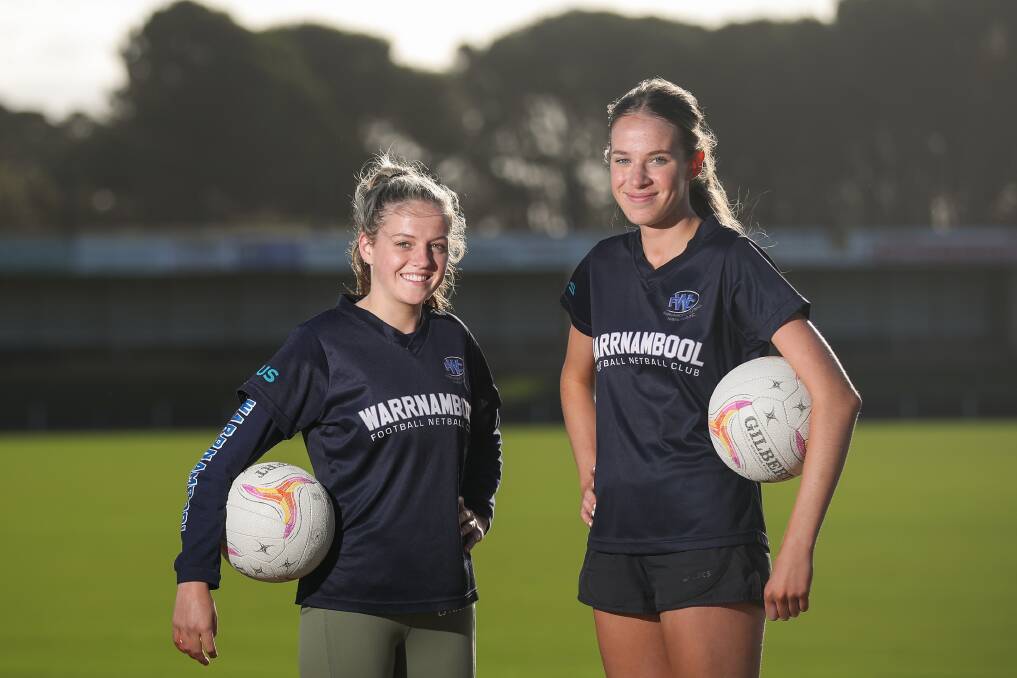 DYNAMIC DUO: Sarah Perry and Eva Ryan will be part of Warrnambool's open netball team. Picture: Morgan Hancock 