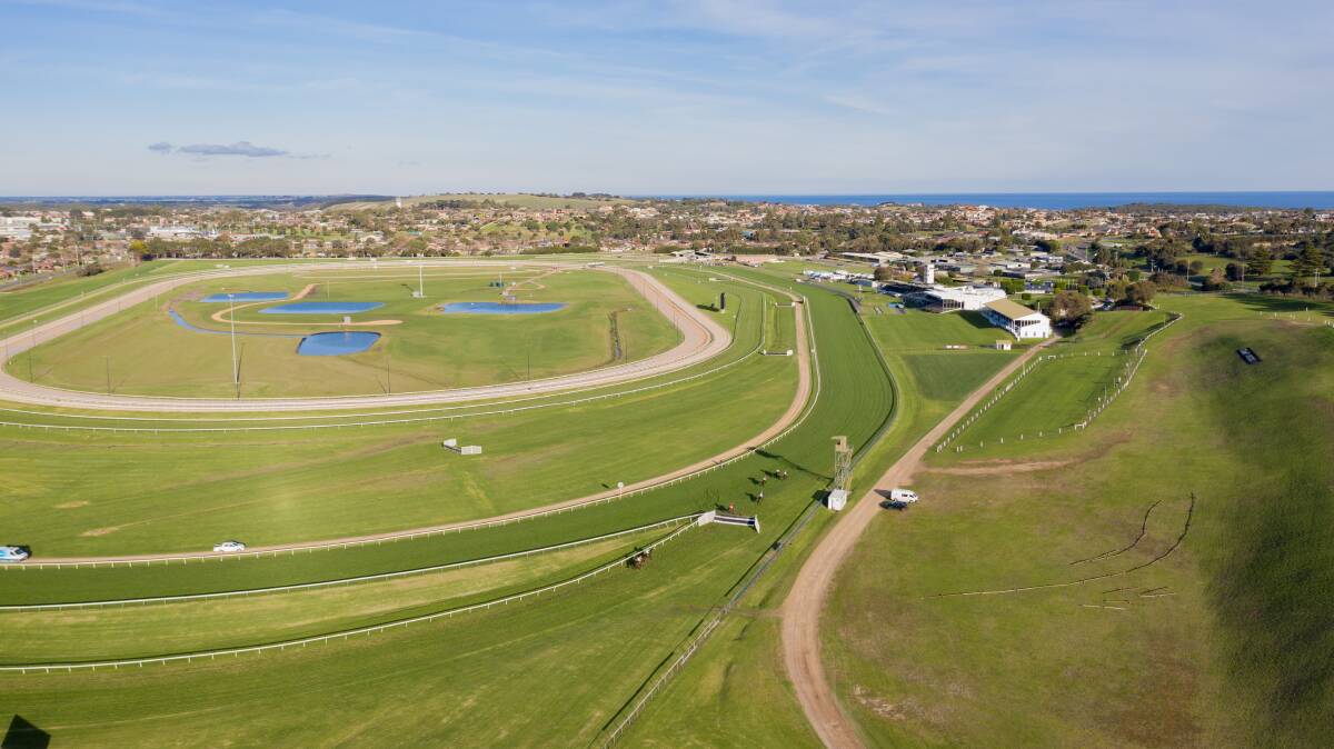 THE 'BOOL: An aerial view of the 2020 Grand Annual Steeplechase which was conducted without fans. Picture: Larry Lawson