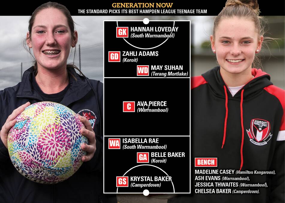 THEIR TIME: Terang Mortlake's May Suhan and Koroit's Zahli Adams are some of the Hampden league's most promising players and have made The Standard's best teenage team.