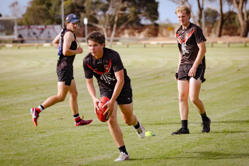Koroit footballer Mack Mills trains with the Saints' senior group during a pre-season session on November 23, 2023. Picture by Sean McKenna 