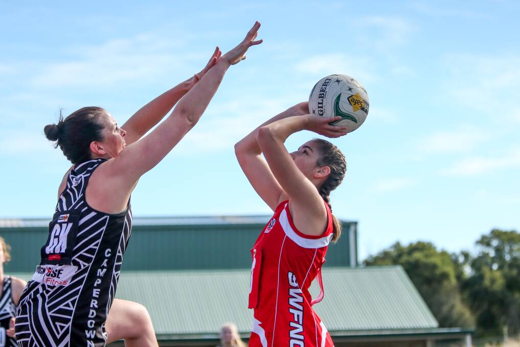 TARGET PRACTICE: Olivia Marris prides herself on her goal-shooting accuracy for South Warrnambool. Picture: Chris Doheny 