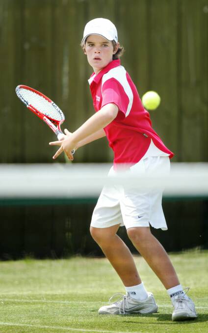 FLASHBACK: A young James Tobin, then 12, playing tennis in Warrnambool in 2007. 