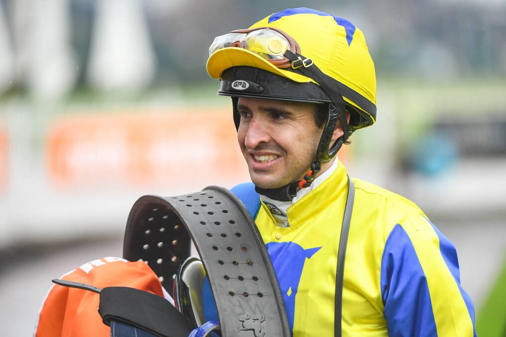 NUMBER ONE: Michael Rodd rode Mystery Shot to a victory at Caulfield on Saturday. Picture: Natasha Morello/Racing Photos 