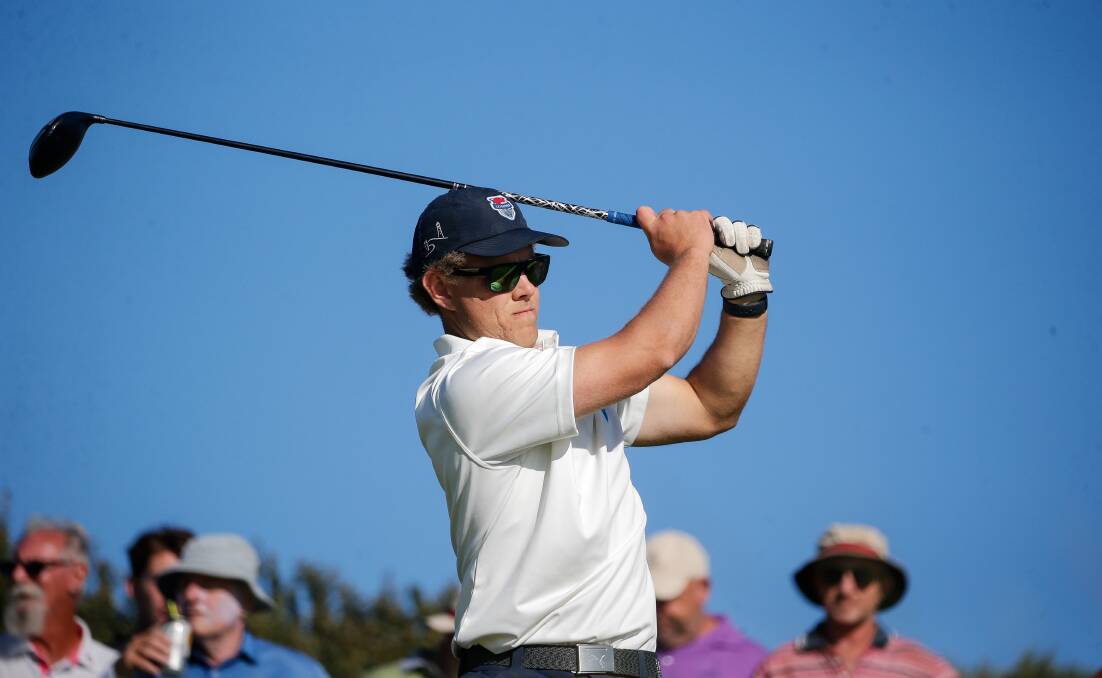LONG GAME: Matt Cameron tees off as the Port Fairy club championships went to playoff holes. Picture: Anthony Brady 