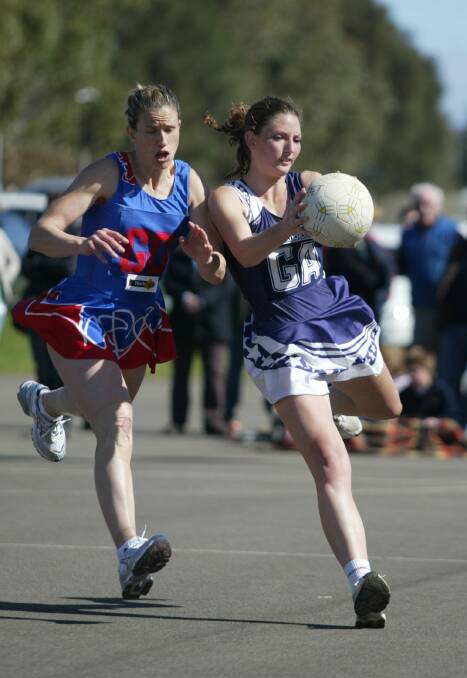 TWO CHAMPIONS: Terang Mortlake's Megan Titmus and Warrnambool's Emma Beks opposed to each other. 