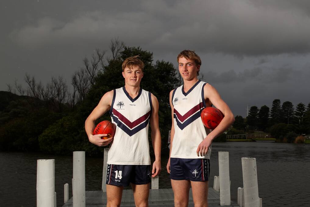 BROTHERS' BOND: Emmanuel College footballers Jamie Lloyd, 18, and Mitch Lloyd, 16, will play in the Herald Sun Shield preliminary final on Wednesday. Picture: Morgan Hancock 
