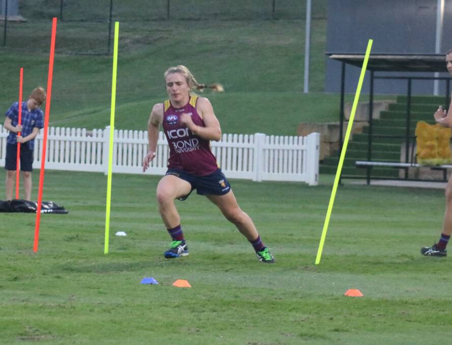 PUTTING IN THE WORK: Maria Moloney has impressed at Brisbane training and earned an AFLW debut. Picture: Brisbane Lions