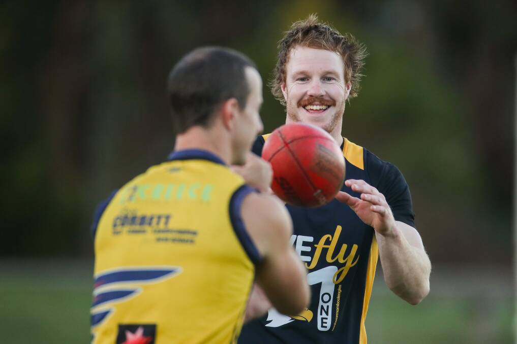 GOAL-KICKER: Adam Wines, pictured at training earlier this season, kicked seven goals against Port Fairy. Picture: Morgan Hancock 