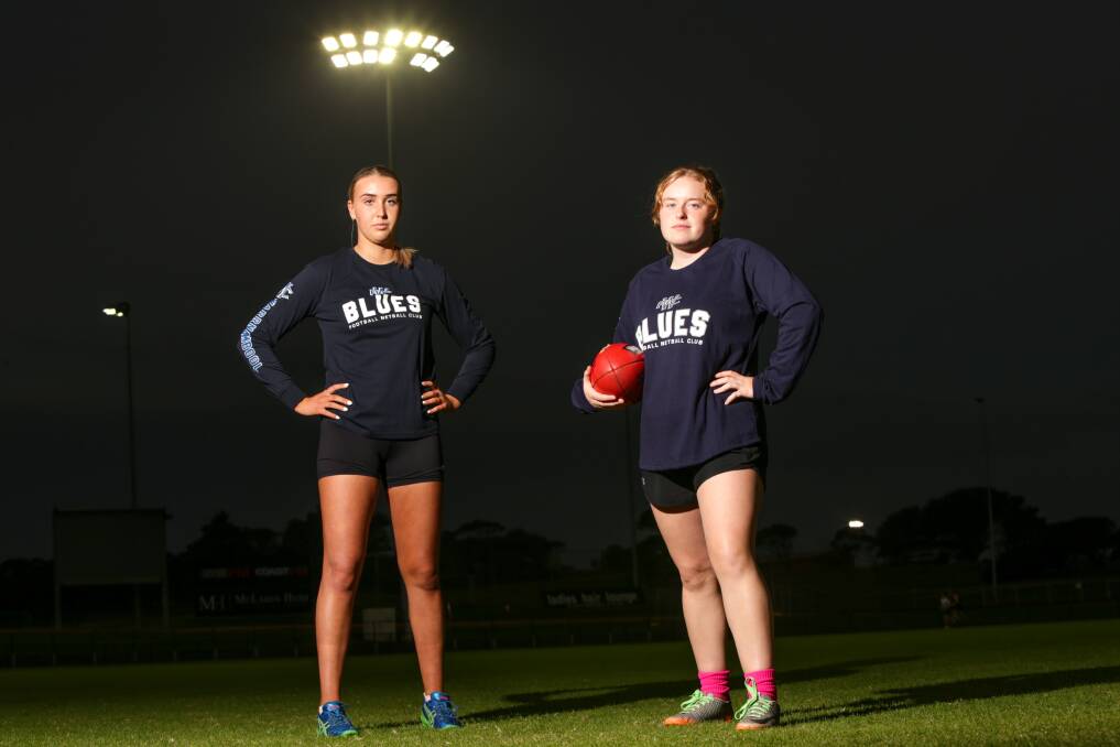 BRIGHT FUTURE: Warrnambool footballers Elke Aulsebrook and Clancy McCoy are ready to be the first to play under the new lights at Reid Oval. Picture: Chris Doheny 
