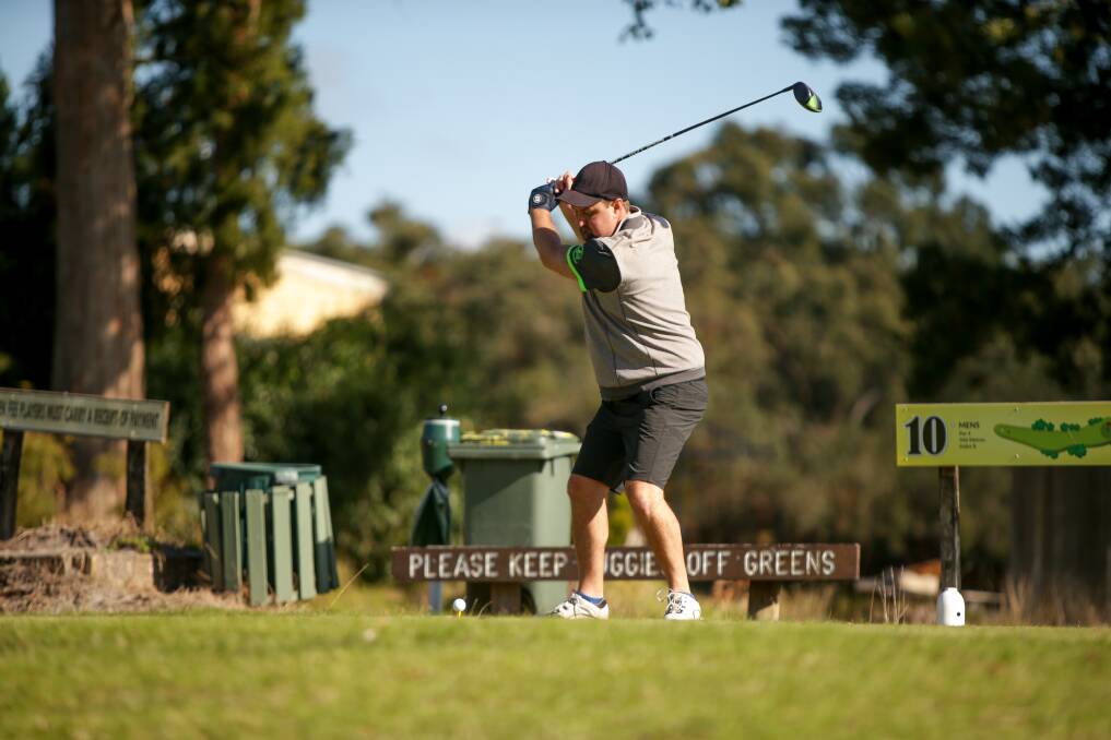 TEEING OFF: Shawn Dalton swings into action for Heywood on Sunday. Picture: Chris Doheny 