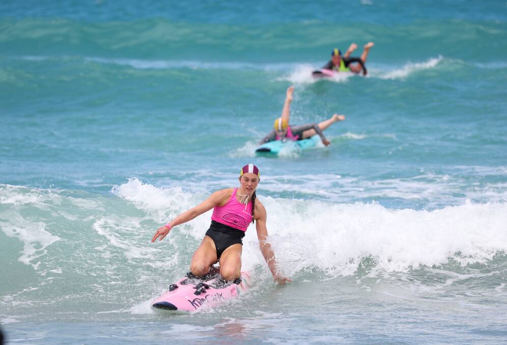Warrnambool's Mia Cook during a board event at her home beach in December 2023. Picture by Eddie Guerrero 