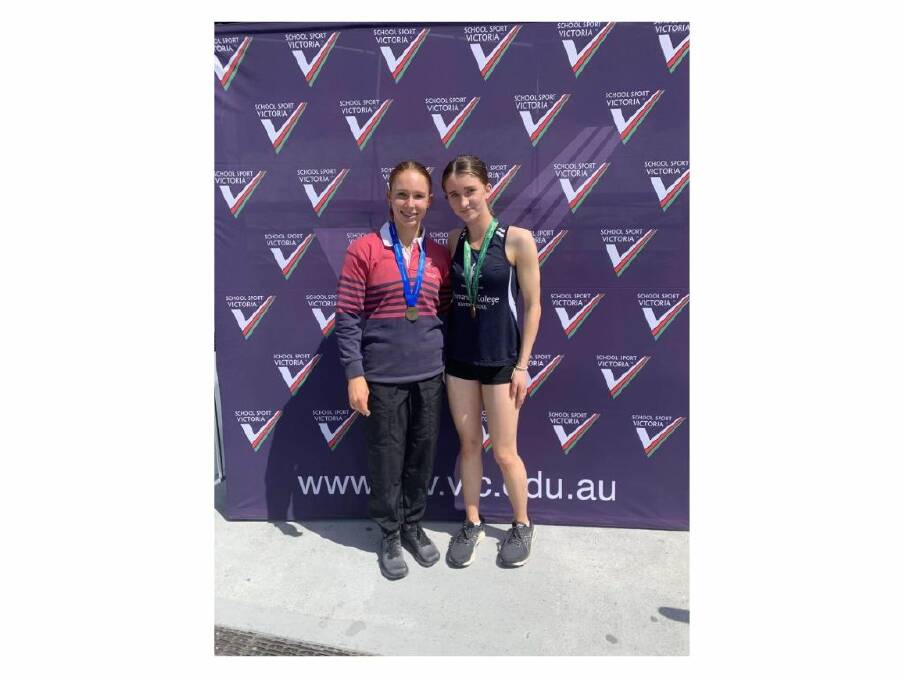 Emmanuel College's Grace Kelly and Hannah McMeel won medals at the SSV track and field championships. Picture supplied 