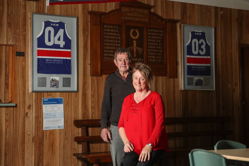 HISTORY: Conna Wilson, who has been involved with SMW Rovers his entire life and is a premiership player and past president, and Karen McIntyre are proud of the Mininera and District league's century-long connection to its community. Picture: Morgan Hancock 