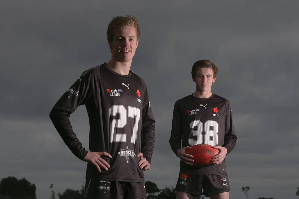 TEAMMATES: Koroit pair Mac Petersen, 17, and Thomas Baulch, 16, are GWV Rebels-listed players. They've been training together during isolation. Picture: Mark Witte 