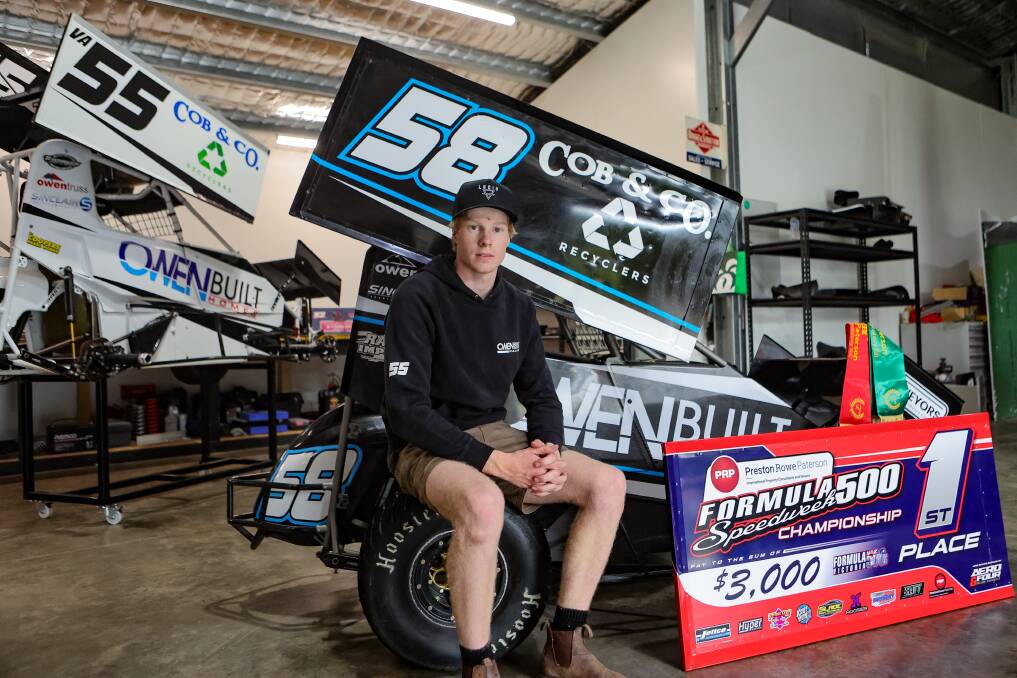 Max Owen, of Warrnambool, drives a formula 500 sprintcar. Picture by Anthony Brady