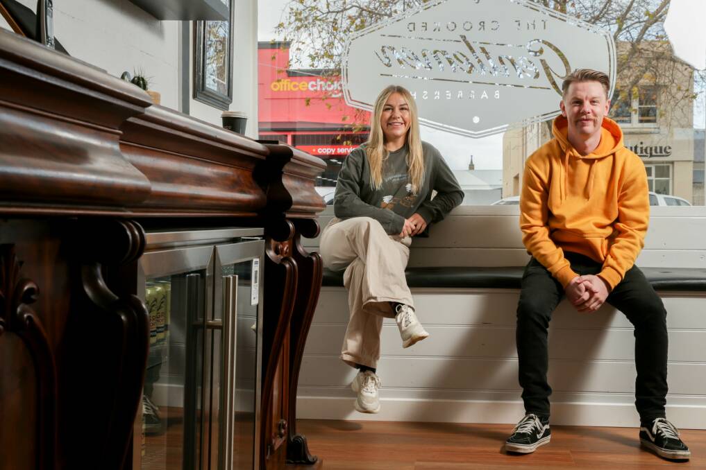 OPEN FOR BUSINESS: Madison Hirst and Jimmy Bedson the Crooked Gentlemen Barber Shop. Picture: Chris Doheny 