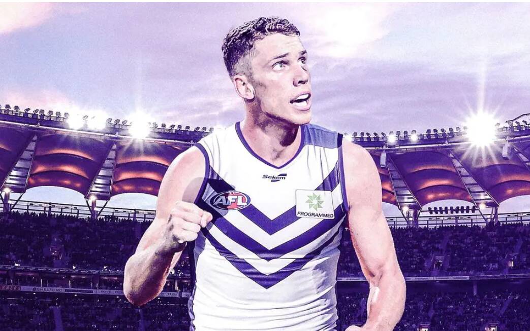 Josh Corbett has joined the Dockers for the 2023 AFL season. Picture graphic: Fremantle Football Club 