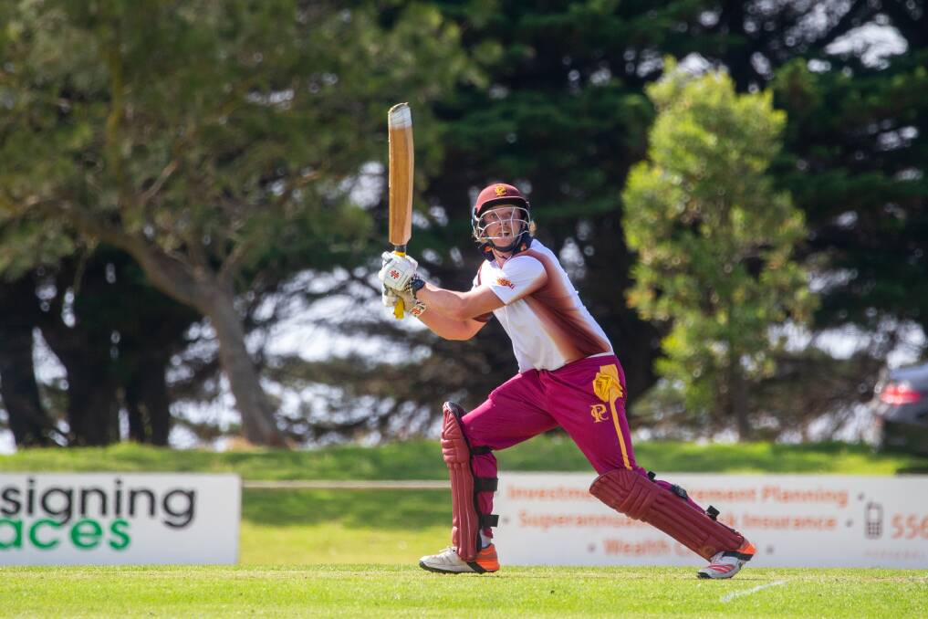 Pomborneit's Tom Place opened the batting for the Bulls in their Sungold Cup quarter-final. Picture by Eddie Guerrero 