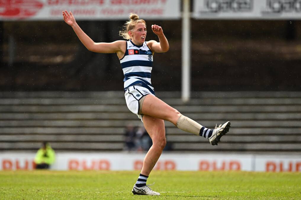 Olivia Fuller is playing ruck for Geelong Cats' AFLW side. Picture by Getty Images 