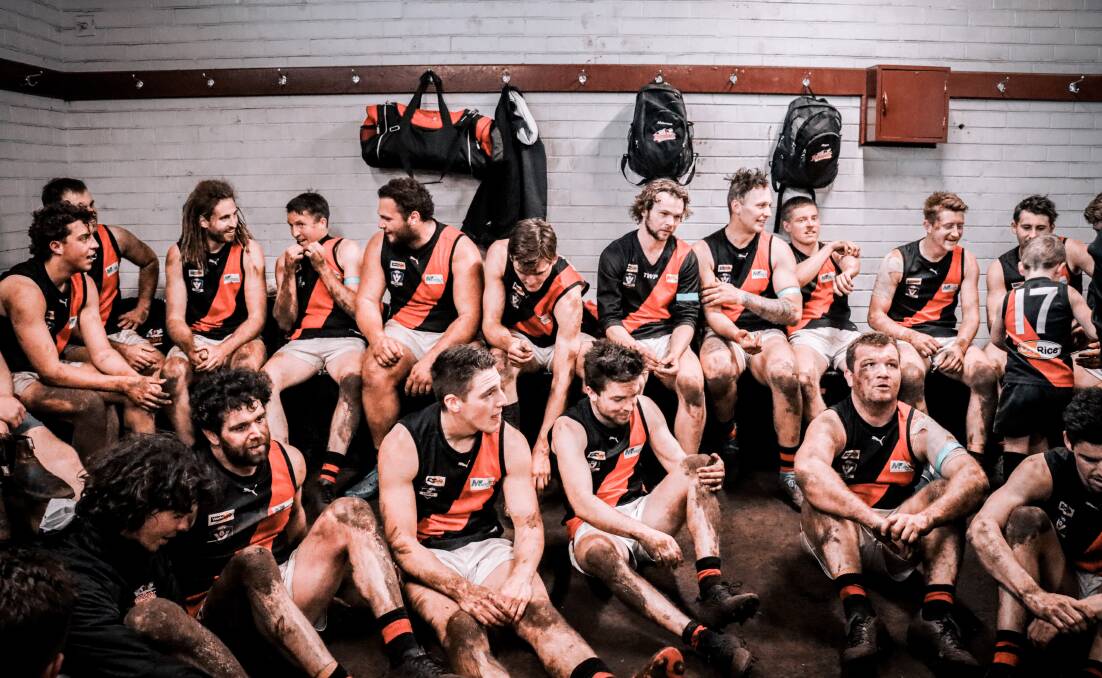 Cobden players soak up their round 14 win against Camperdown. Picture by Justine McCullagh-Beasy 