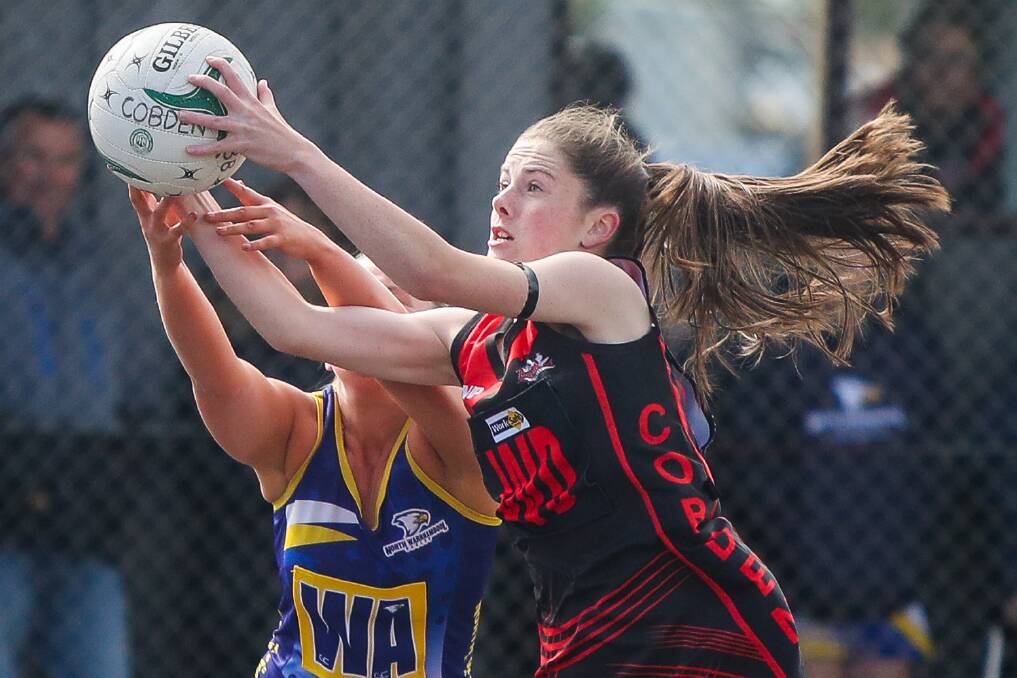 REACHING FOR THE TOP: Lara Taylor's determination helped her gain a spot in the dominant Cobden team. Picture: Morgan Hancock 