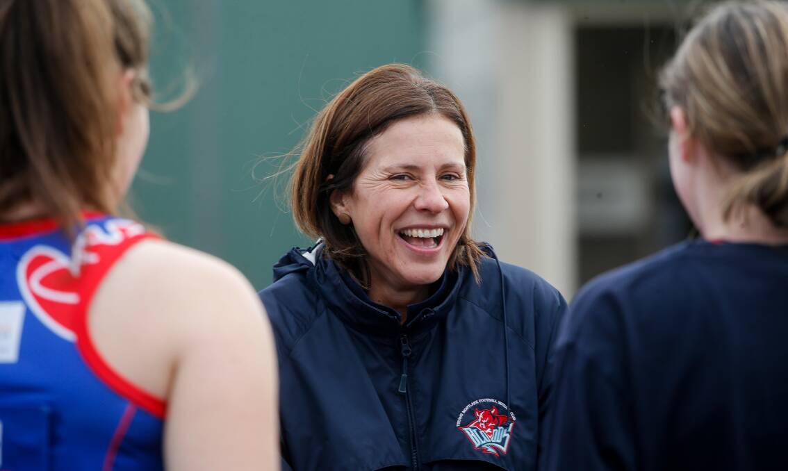 HAVING FUN: Terang Mortlake coach Liz Fowler is enjoying her time at the helm. Picture: Anthony Brady 