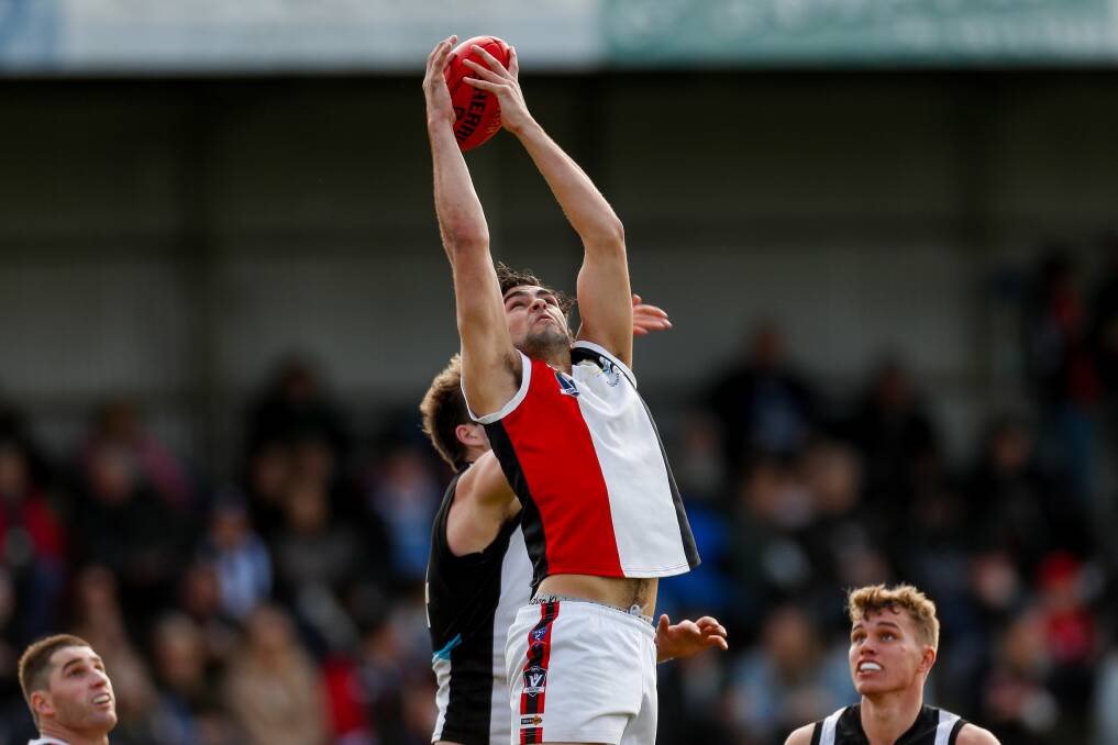 Josh Chatfield flies for a mark for Koroit during its 2018 Hampden league grand final win against Camperdown. File picture 