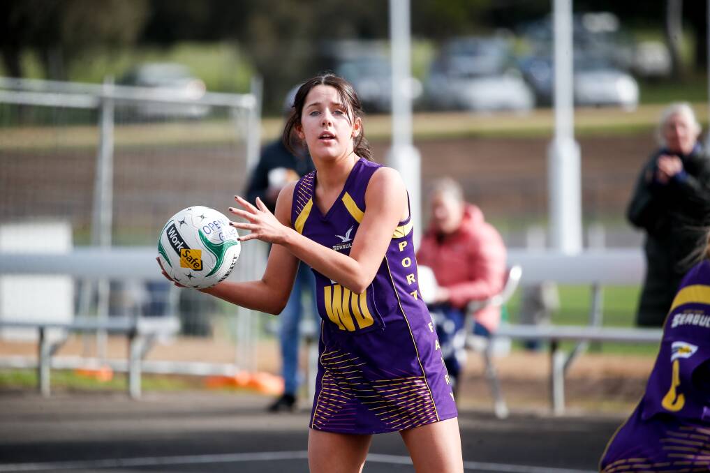 TAKING THE OPPORTUNITY: Tilly Balmer is settling into Hampden league open netball as a regular for Port Fairy. Pictures: Anthony Brady 