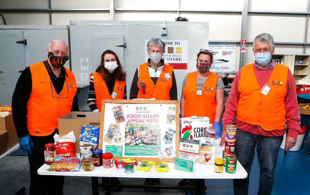 APPEAL: Warrnambool and District Food Share manager Dedy Friebe and volunteers Sarah Sergeant, Jeanette Brennan, Pip Norton and Ken Davenport ahead of the Food Share Annual Appeal. Picture: Anthony Brady