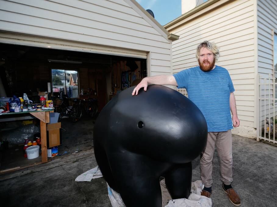 START: Warrnambool artist Matthew Clarke with his UooUoo which he has started to bring to life for the Royal Children's Hospital. Picture: Anthony Brady
