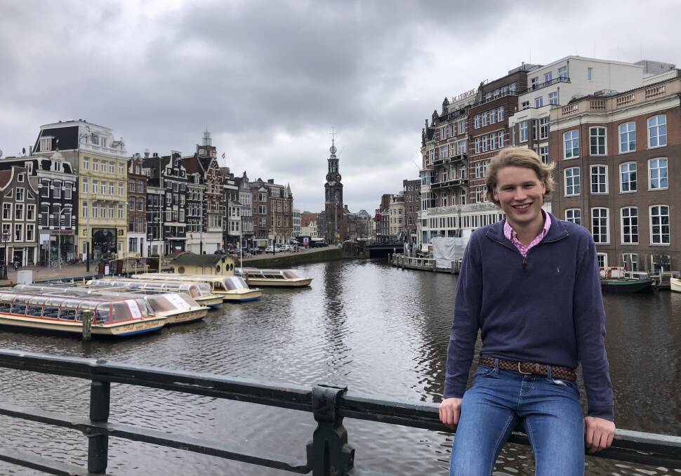 OUTBREAK: While Warrnambool's William Howard was travelling through Europe (pictured here in Amsterdam) the outbreak of coronavirus began to send the world into disarray and he was forced to cut his holiday of a lifetime short and return to Warrnambool and begin 14 days of isolation.