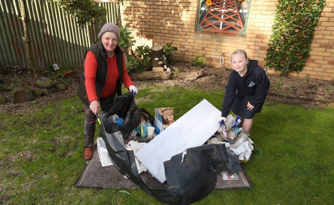 CLEAN UP: Lois Morrow was inspired to pick up rubbish after her niece Nikiah Nolte sent a letter to Prime Minister Scott Morrison asking for more Clean Up Australia Days. Picture: Mark Witte